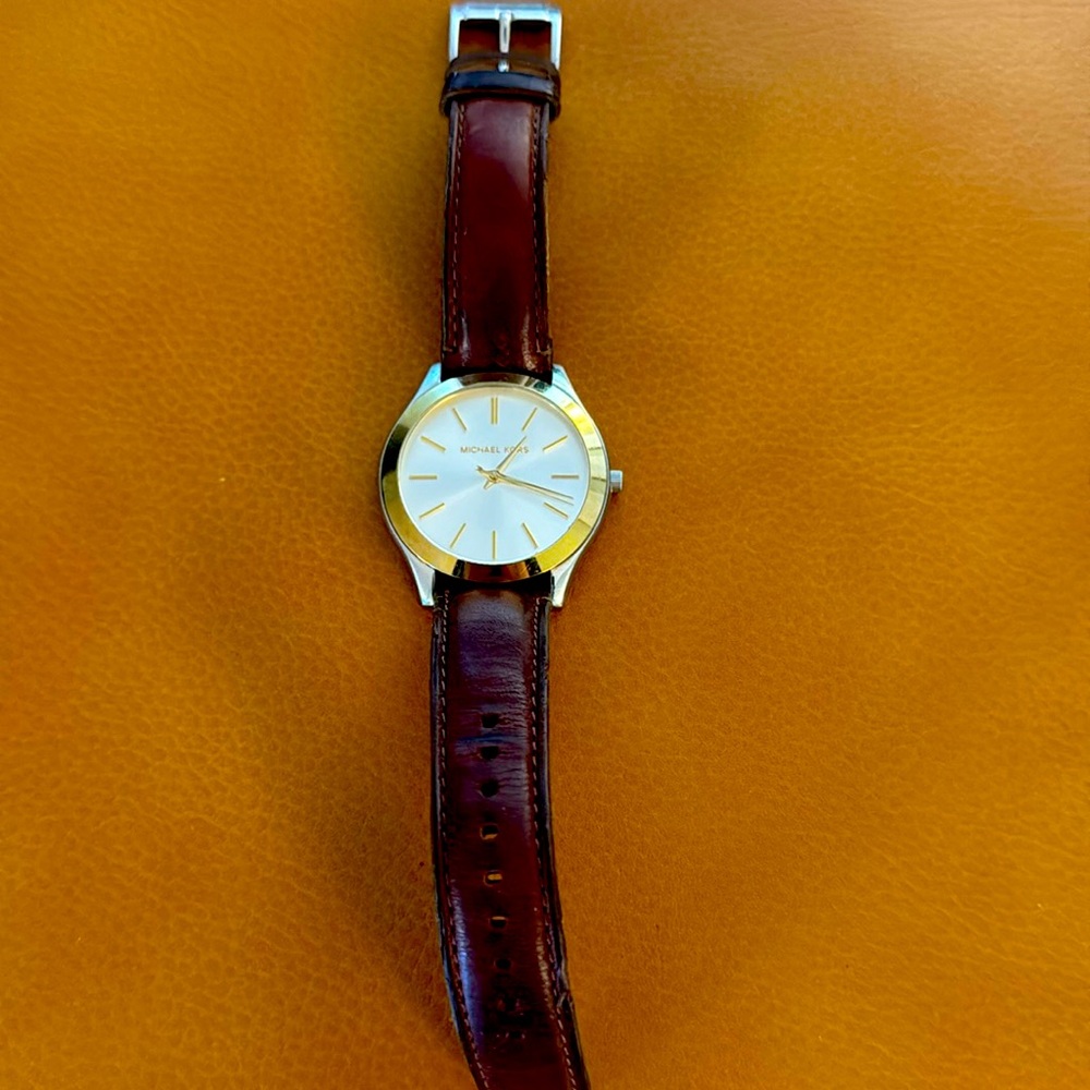 Michael Kors brown leather watch. Gently worn.